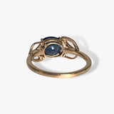 14k Rose Gold Oval Cut Blue Sapphire and Diamond Floral Ring Back View