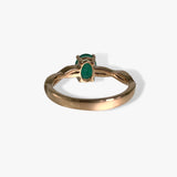 14k Rose Gold Oval Cut Emerald and Diamond Twisted Shank Ring Back View