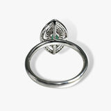 14k White Gold Marquise Cut Emerald Double Diamond Halo Ring Back View