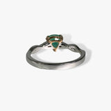 14k White Gold Trillion Cut Emerald Diamond Pavé Twisted Shank Ring Back View