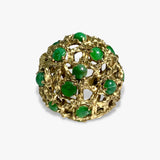 14k Yellow Gold Cabochon Cut Jade Vintage Cocktail Ring