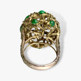 14k Yellow Gold Cabochon Cut Jade Vintage Cocktail Ring Back View