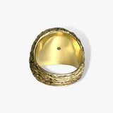 14k Yellow Gold Cabochon Cut White Imperial Jade Vintage Cocktail Ring Back View