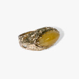 14k Yellow Gold Marquise Cut Honey Jade Vintage Cocktail Ring Side View