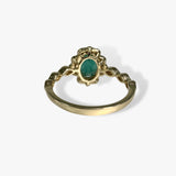 14k Yellow Gold Oval Cut Emerald and Diamond Ring Back View
