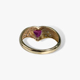 14k Yellow Gold Trillion Cut Ruby and Diamond Vintage Signet Ring Back View