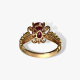 18k Rose Gold Oval Cut Ruby and Diamond Ring Back View