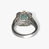 18k White Gold Emerald Cut Emerald and Diamond Ring Back View