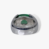 14k White Gold Cushion-Shaped Green Tourmaline Vintage Signet Ring Back View
