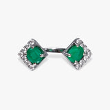 14k White Gold Oval Emerald and Diamond Toi et Moi Ring