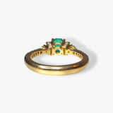 18K Yellow Gold Colombian Emerald and Diamond Ring Back View