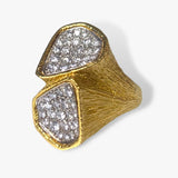 18k Brushed Yellow Gold Round Diamond Vintage Cocktail Ring Side View
