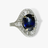 18k White Gold Cabochon Cut Blue Sapphire and Diamond Dome Cocktail Ring Side View